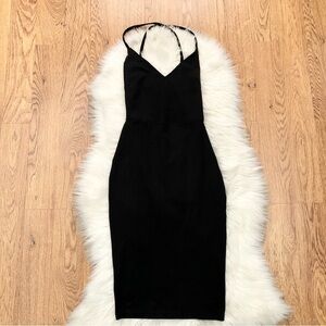 Superdown Black Fitted Back Straps Sexy Little Black Dress Size Small